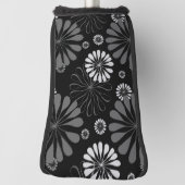 Schwarz-Weiß-Retro-Floral Golf Headcover (Rotieren 90)