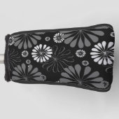 Schwarz-Weiß-Retro-Floral Golf Headcover (Vorderseite)
