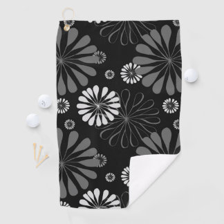 Schwarz-Weiß-Retro-Floral Golfhandtuch