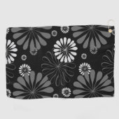 Schwarz-Weiß-Retro-Floral Golfhandtuch (Horizontal)