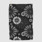 Schwarz-Weiß-Retro-Floral Golfhandtuch (Vorderseite)