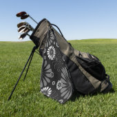 Schwarz-Weiß-Retro-Floral Golfhandtuch (Gras)