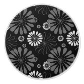 Schwarz-Weiß-Retro-Floral Keramikknauf (Vorderseite)