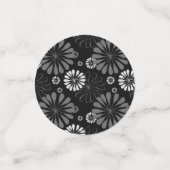 Schwarz-Weiß-Retro-Floral Konfetti (Klein Vorderseite)