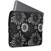 Schwarz-Weiß-Retro-Floral Laptopschutzhülle (Vorne Rechts)