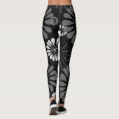Schwarz-Weiß-Retro-Floral Leggings (Rückseite)