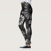 Schwarz-Weiß-Retro-Floral Leggings (Links)