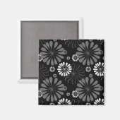 Schwarz-Weiß-Retro-Floral Magnet (Vorderseite/Rückseite)
