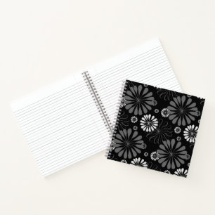 Schwarz-Weiß-Retro-Floral Notizblock