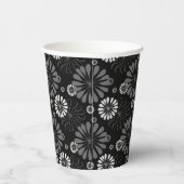 Schwarz-Weiß-Retro-Floral Pappbecher (Rechts)