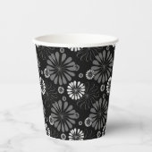 Schwarz-Weiß-Retro-Floral Pappbecher (Vorderseite)