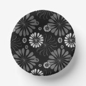 Schwarz-Weiß-Retro-Floral Pappteller (Vorderseite)