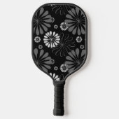 Schwarz-Weiß-Retro-Floral Pickleball Schläger (Rückseite)