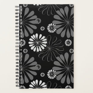 Schwarz-Weiß-Retro-Floral Planer