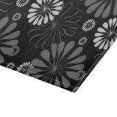 Schwarz-Weiß-Retro-Floral Schneidebrett (Ecke)