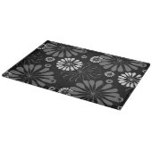 Schwarz-Weiß-Retro-Floral Schneidebrett (Ecke)