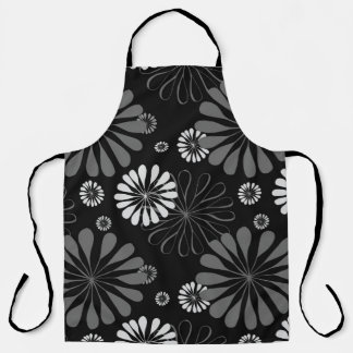 Schwarz-Weiß-Retro-Floral Schürze