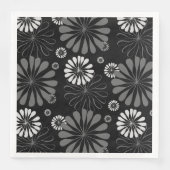 Schwarz-Weiß-Retro-Floral Serviette (Vorderseite)