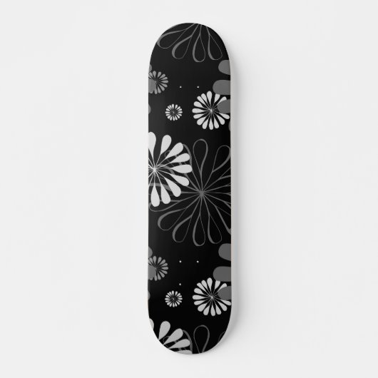 Schwarz-Weiß-Retro-Floral Skateboard (Vorne)