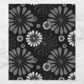 Schwarz-Weiß-Retro-Floral Weinetikett (Einzelnes Label)
