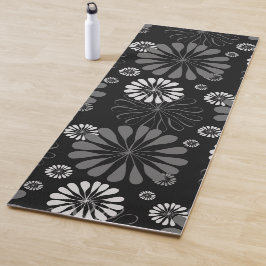 Schwarz-Weiß-Retro-Floral Yogamatte