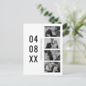 Schwarz-Weiß-Retro-Foto-Lesezeichen Save the Date Einladungspostkarte (Stehend Vorderseite)