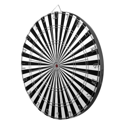 Schwarz-weiß Retro Funky Sun Stripes Dartscheibe (Vorderseite rechts)