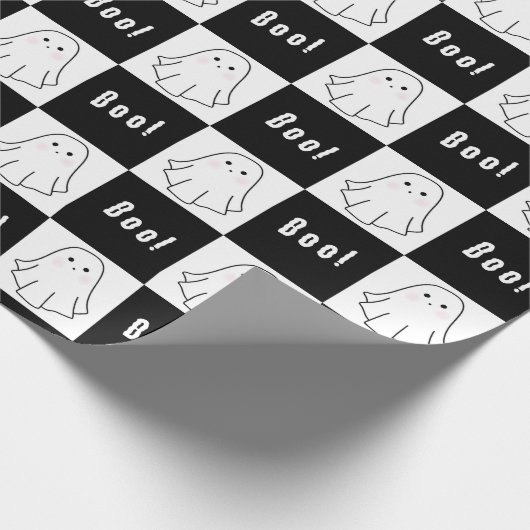 Schwarz-Weiß-Retro-Ghost-Packpapier Geschenkpapier (Ecke)