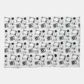 Schwarz-Weiß-Retro-Haushaltsdesigns Geschirrtuch (Horizontal)
