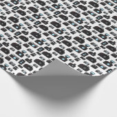 Schwarz-Weiß-Retro-Kameras Gemustert Geschenkpapier (Ecke)