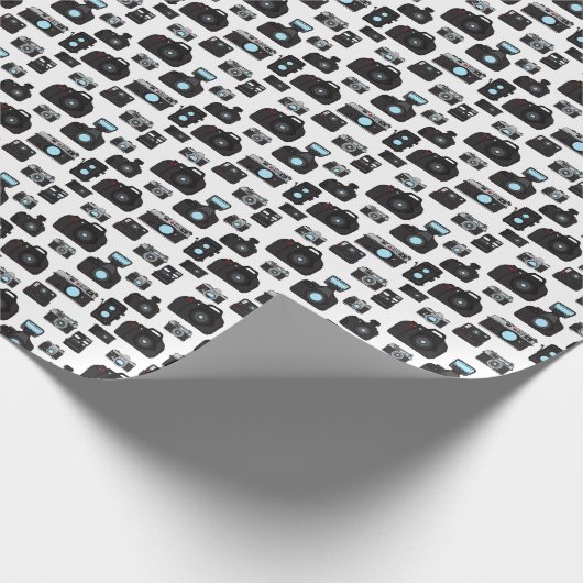 Schwarz-Weiß-Retro-Kameras Gemustert Geschenkpapier (Ecke)