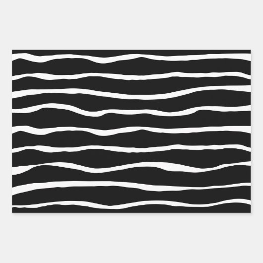 Schwarz-Weiß-Retro-Mod-Muster Geschenkpapier Set (Vorderseite 3)