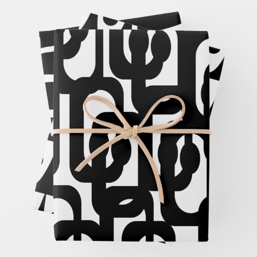 Schwarz-Weiß-Retro-Mod-Muster Geschenkpapier Set (Beispiel)