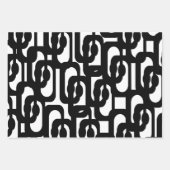 Schwarz-Weiß-Retro-Mod-Muster Geschenkpapier Set (Vorderseite)