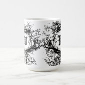 Schwarz-Weiß-Retro-Muster, Monogramm W Kaffeetasse (Mittel)