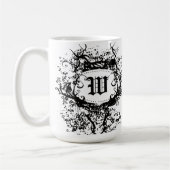 Schwarz-Weiß-Retro-Muster, Monogramm W Kaffeetasse (Links)