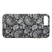 Schwarz-Weiß Retro Paisley Ham Muster Case-Mate iPhone Hülle (Rückseite (Horizontal))