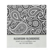 Schwarz-Weiß-Retro-Paisley-Muster 2-Zoll-Text Notizblock (Vorderseite)