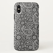 Schwarz-Weiß-Retro-Paisley-Muster Case-Mate iPhone Hülle (Rückseite)