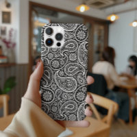 Schwarz-Weiß-Retro-Paisley-Muster