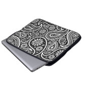 Schwarz-Weiß-Retro-Paisley-Muster Laptopschutzhülle (Vorne Knopf)