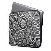 Schwarz-Weiß-Retro-Paisley-Muster Laptopschutzhülle (Vorderseite Links)