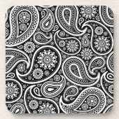 Schwarz-Weiß-Retro-Paisley-Muster Untersetzer (Vorderseite)