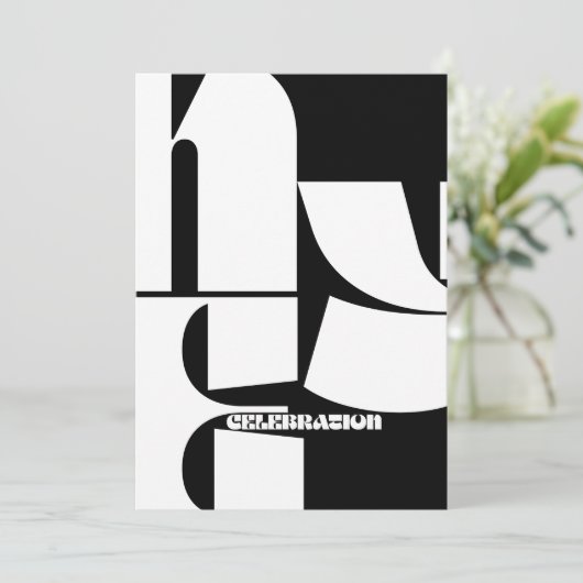 Schwarz-Weiß-Retro-Party Einladung (Stehend Vorderseite)