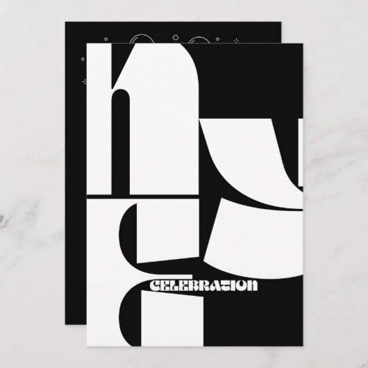 Schwarz-Weiß-Retro-Party Einladung (Vorne/Hinten)