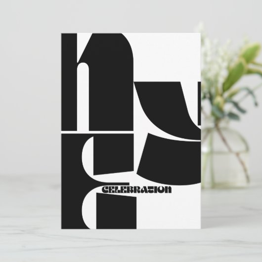 Schwarz-Weiß-Retro-Party Einladung (Stehend Vorderseite)