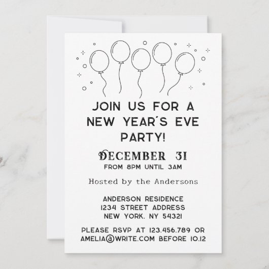 Schwarz-Weiß-Retro-Party Einladung (Rückseite)