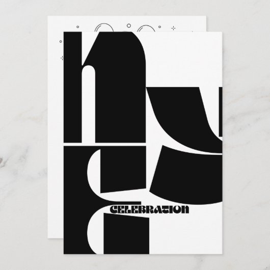 Schwarz-Weiß-Retro-Party Einladung (Vorne/Hinten)