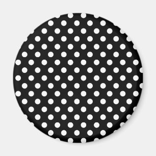 Schwarz-Weiß-Retro-Polka-Dots-Musterschrift Magnet