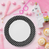 Schwarz-Weiß-Retro-Polka-Punkte Pappteller (Party)